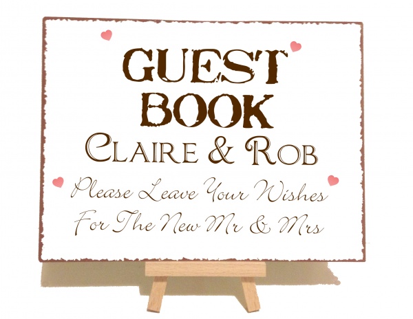 Personalised Guest Book Vintage Shabby Chic Style Metal Sign